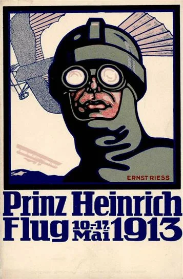 PRINZ-HEINRICH-FLUG 1913 - offiz. Postkarte, sign. Ernst Riess, I, selten! Zuschlag für 150,- Euro