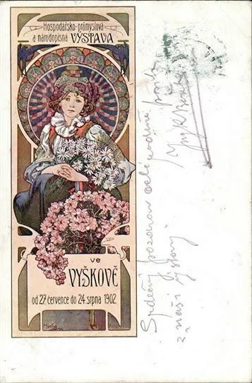 Mucha, A. Frau Jugendstil Künstlerkarte 1902 I-II (fleckig)