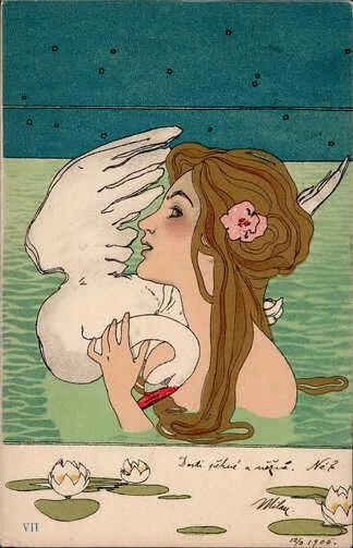 Ansichtskarte von Raphael Kirchner mit einer Frau