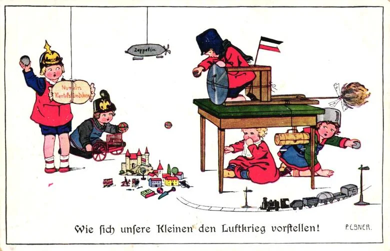 Ansichtskarte von Pauli Ebner mit einer Gruppe von Kindern, die spielen